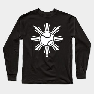 CoVA Tennis - Coastal Virginia Tennis Ball and Beach Waves Logo Design with Philippines Sun and Stars Long Sleeve T-Shirt